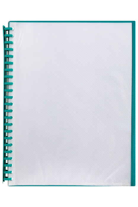 Marbig A4 20 Pocket Refillable Display Book, Clear Front, Green Backing