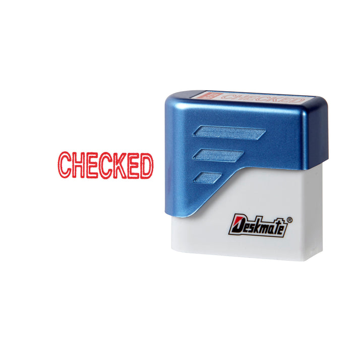 Deskmate Pre-Inked Office Stamp CHECKED - Red