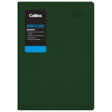 2026 Collins Rhapsody A73 Diary, Week To View, Soft Touch Skiver PU Cover, Racing Green, 74mm x 105mm