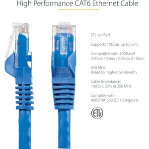 7.5 m CAT6 Cable - Blue CAT6 Patch Cord - Snagless RJ45 Connectors - 24 AWG Copper Wire - Ethernet - ETL (N6PATC750CMBL) IM4833288