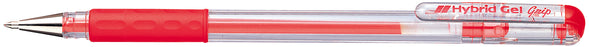 Pentel K116 Hybrid Gel Grip Roller Pen 0.6mm Red - Pack of 12