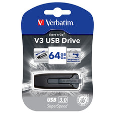 Verbatim Store'n'Go V3.0 USB Drive, 64GB, Black