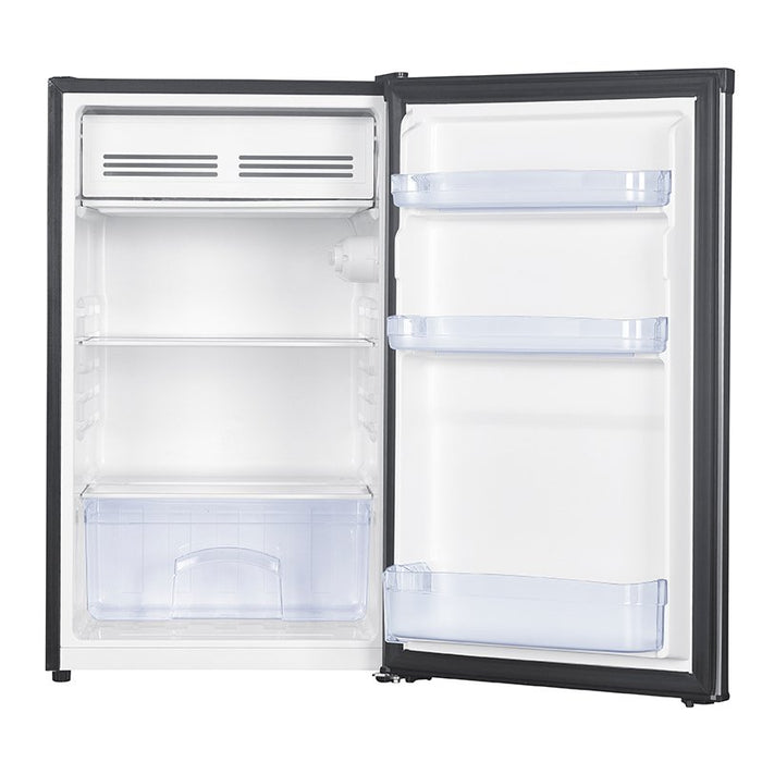 Nero 125L Fridge and Freezer, Stainless Steel/Black