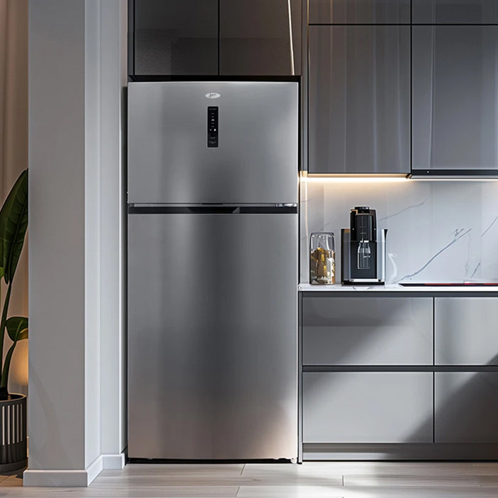 Nero 480L Fridge and Freezer, Brushed Stainless Steel