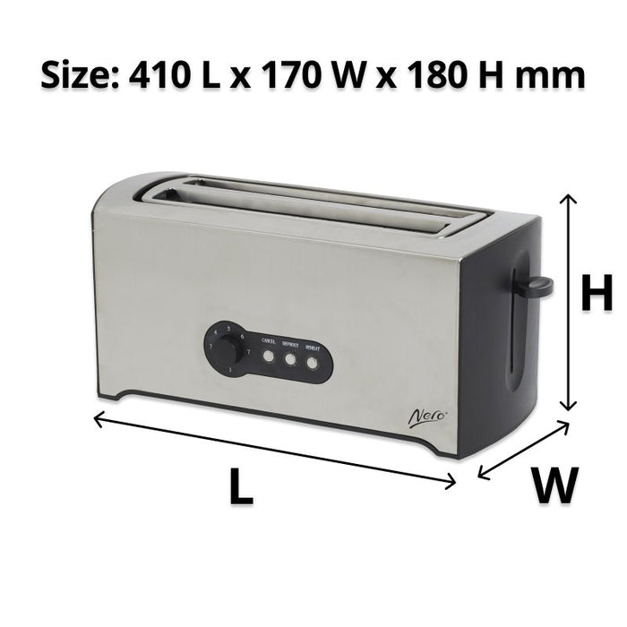 Nero Stainless Steel Rectangular 4 Slice Toaster