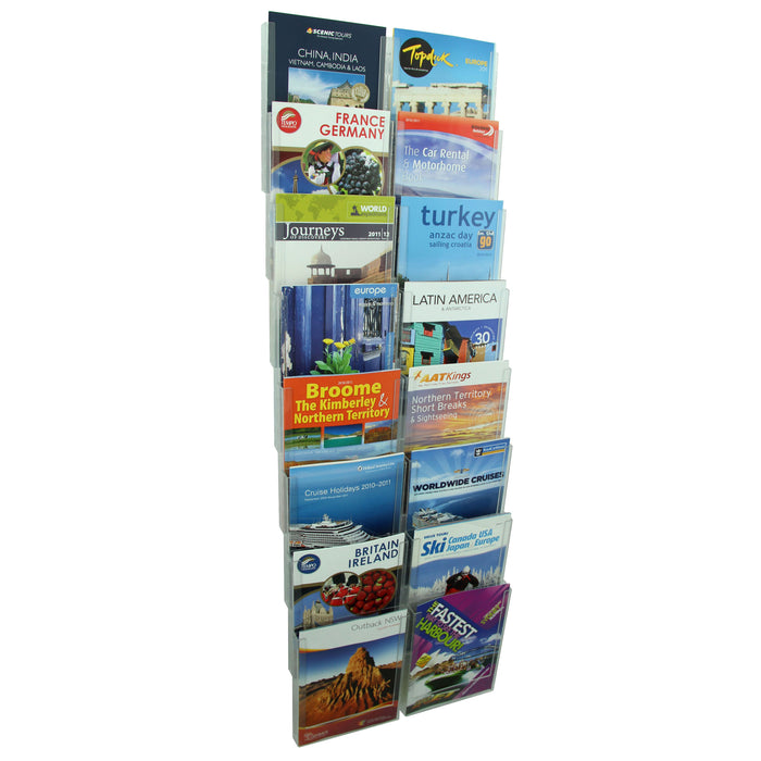 A4 Wall Mount Brochure Holder 16 x A4 - 45 x 135 cm