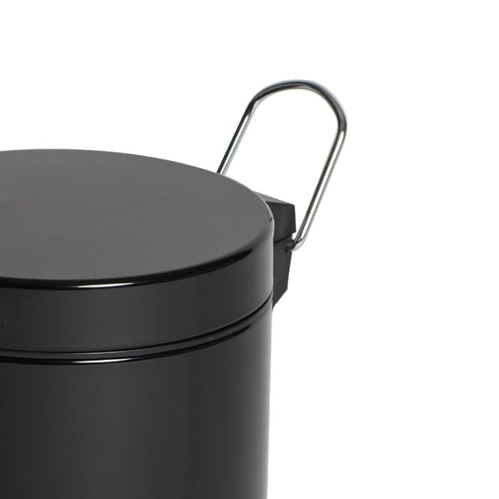 Compass 5L Round Black Powder Coated Pedal Bin