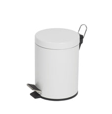 Compass 5L Round White Powder Coated Pedal Bin