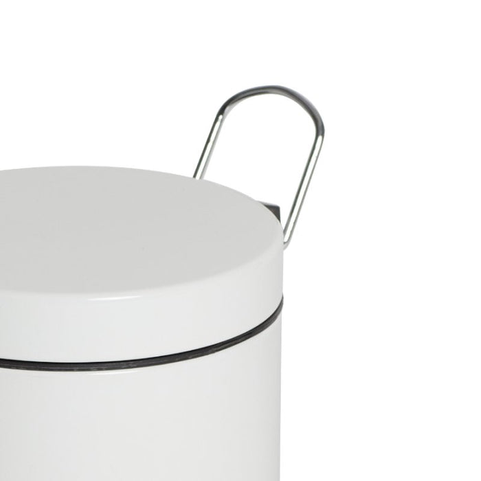 Compass 5L Round White Powder Coated Pedal Bin