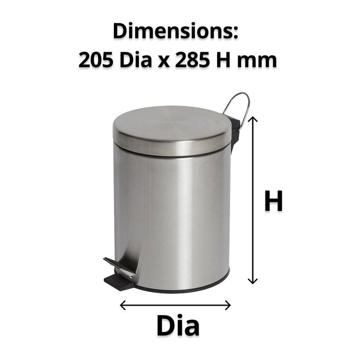 Compass 5L Round Stainless Steel Pedal Bin