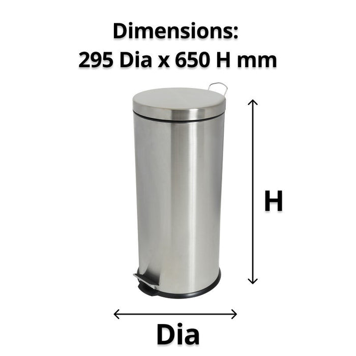 Compass 30L Round Stainless Steel Pedal Bin