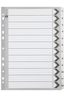 Marbig A4 Cardboard Indices/Divider, 10 Tab, Black/White