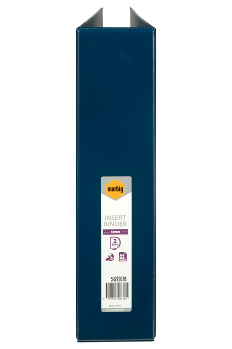 Marbig Overlay Insert Cover A4 Ring Binder 2/50 - Blue