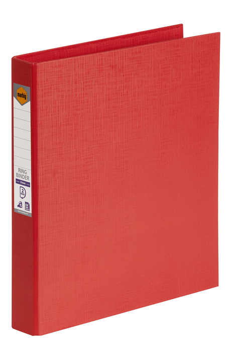 Marbig A4 2/25 Polyethylene (PE) Linen Finish Ring Binder Red