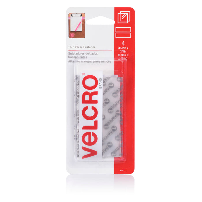 Velcro 8.9mm x 19mm Thin Clear Fasteners x 4's pack