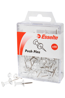 Esselte Push Pins, Clear, Pack of 50