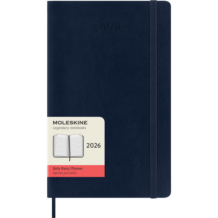 2026 Moleskine 130mm x 210mm Soft Cover Diary, Day Per Page, Sapphire Blue