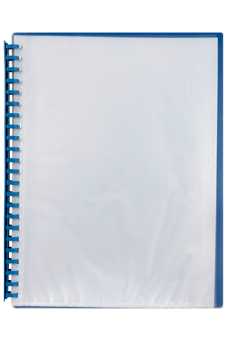 Marbig A4 20 Pocket Refillable Display Book, Clear Front, Blue Backing