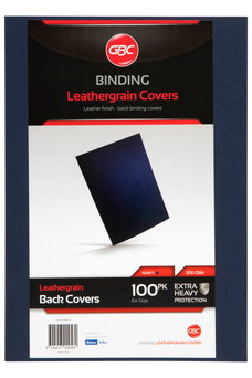 GBC A4 Leathergrain Binding Cover, 300gsm, Navy, Pack of 100