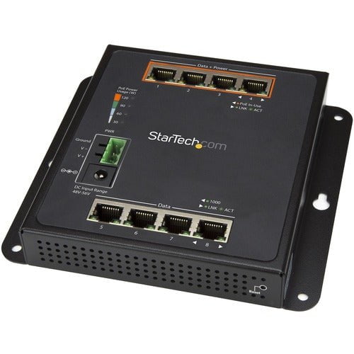 8-Port (4 PoE+) Gigabit Ethernet Switch - Industrial Managed Network Switch - Wall Mount w/ Front Access - Rugged IP30 Industrial Ethernet Switch - Gigabit Switch - Managed Switch IM3663078