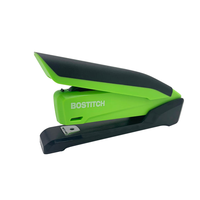 Bostitch Low Force Stapler, InPower Premium Antimicrobial, Green, Full Strip, 20 Sheet