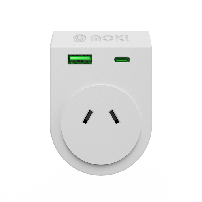 Moki Travel Power Adaptor Plus Outbound - AUS/NZ to Japan + PD20W Type-C & QC 3.0 USB-A