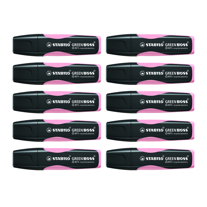 Stabilo Green Boss Pastel Highlighter, Pink Blush, Pack of 10