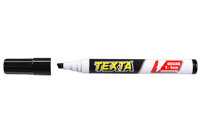 Texta Permanent Marker Chisel Tip Black 12's Pack