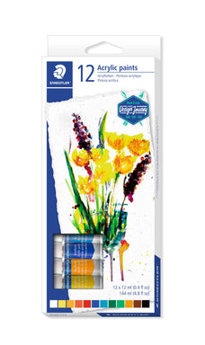 Staedtler Design Journey Acrylic Paint Assorted, Pack of 12 Tubes ST8500-C12