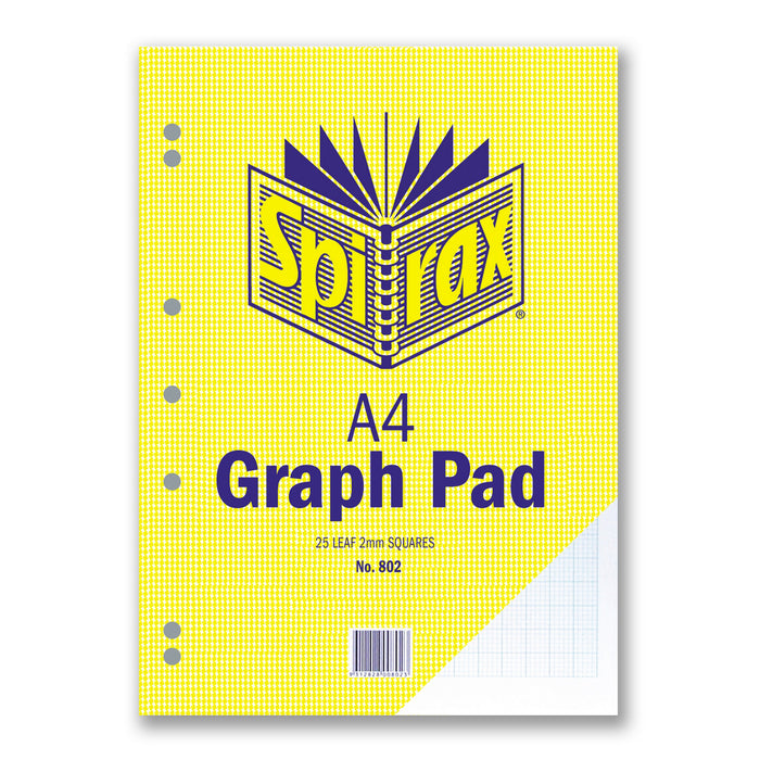 Spirax 802 A4 Glue Bound Graph Book 2mm 25 Leaf x Pack of 10