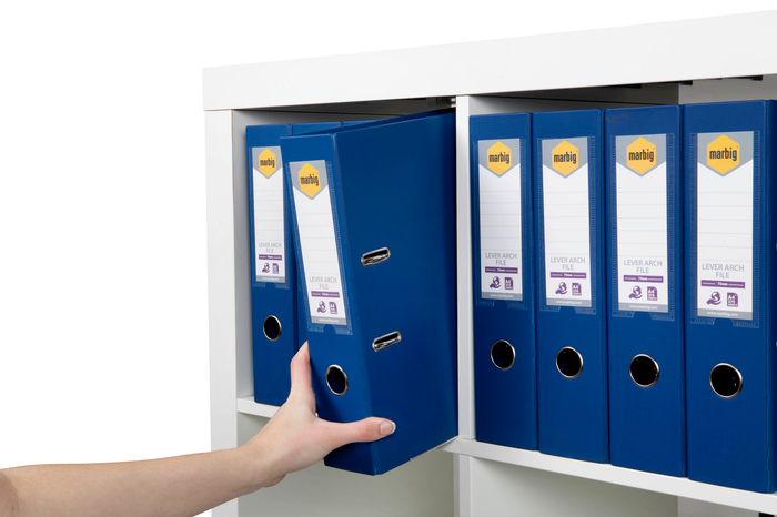Marbig A4 Polyethylene (PE) Lever Arch File With Linen Finish Cover Blue