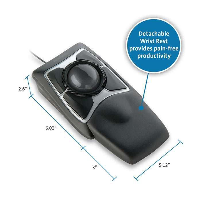 Kensington Expert Wired Trackball Mouse, Black and Grey