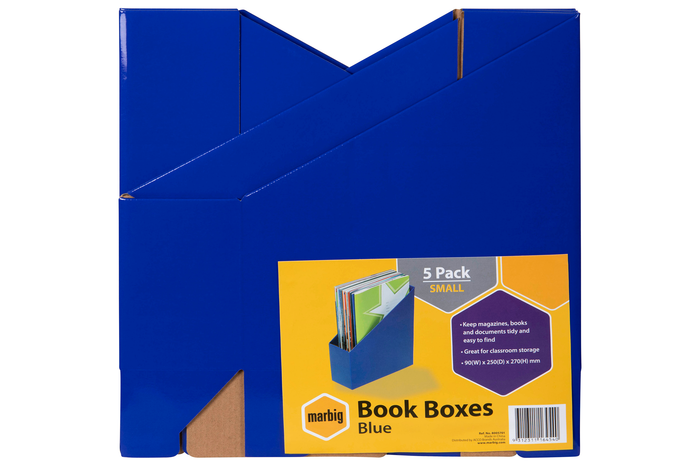 Marbig Narrow Book Box Blue 5's pack