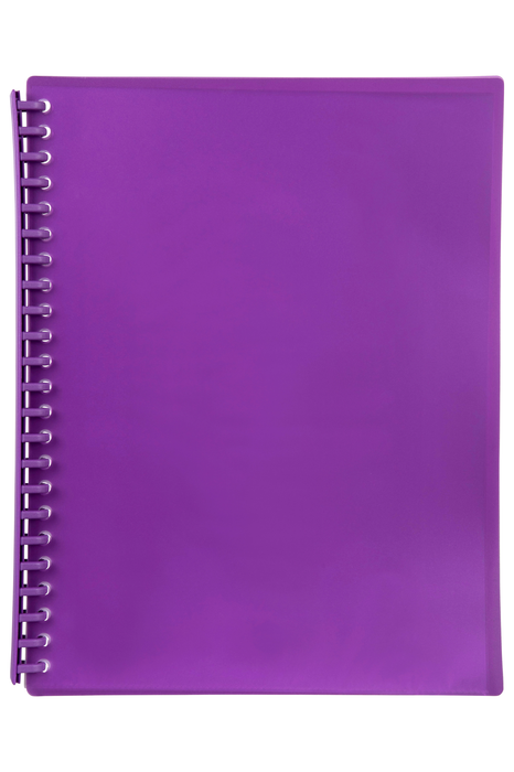 Marbig A4 20 Pocket Refillable Display Book, Translucent Purple Cover