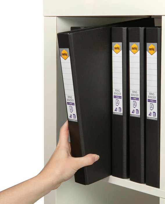 Marbig A4 PE Linen 25mm 3D Ring Binder, Black