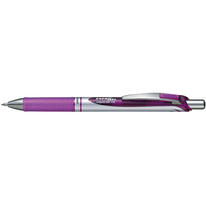 Pentel Energel Gel Roller Pen Retractable BL77 0.7mm Violet - Pack of 12