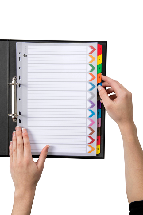Marbig A4 Cardboard Coloured  Indices/Divider, 1-12 Tabs