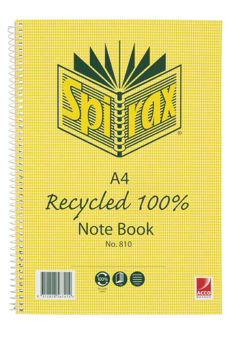 Spirax 810 A4 Recycled Notebook 120 Pages x Pack of 5