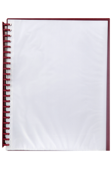Marbig A4 20 Pocket Refillable Display Book, Clear Front, Maroon Backing