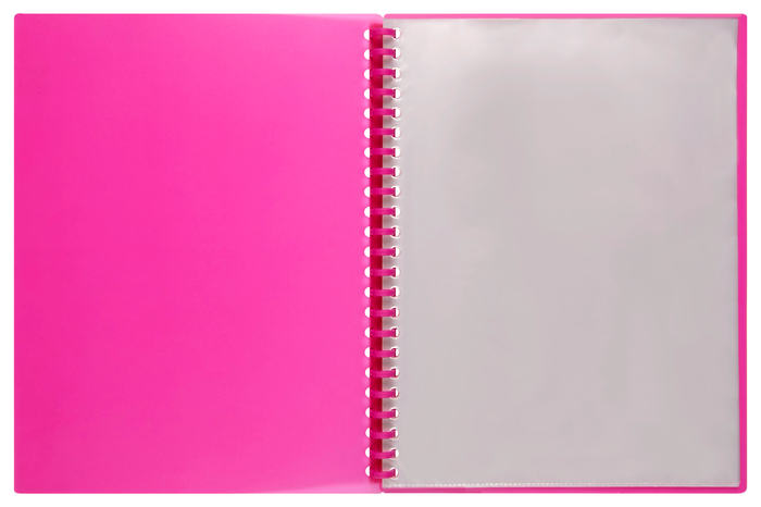 Marbig A4 20 Pocket Refillable Display Book, Translucent Pink Cover