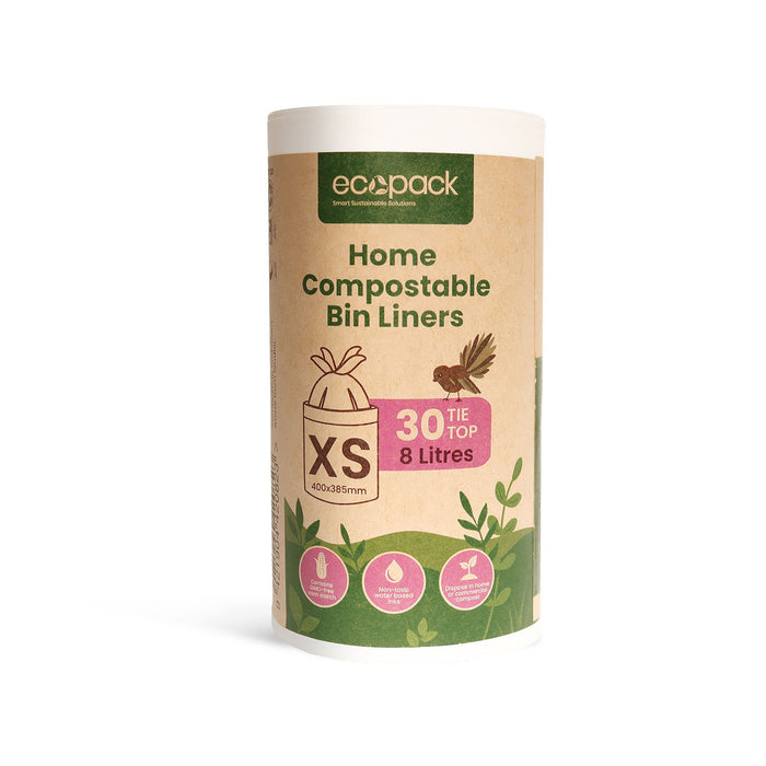 8L Extra Small Compostable Caddy Liners (Natural) 30 Rolls x 30's (900 bags) ECED-2000
