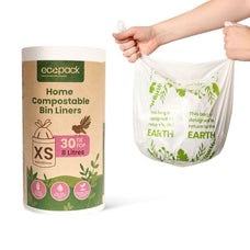 8L Extra Small Compostable Caddy Liners (Natural) 30 Rolls x 30's (900 bags) ECED-2000