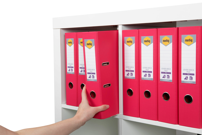 Marbig A4 Polyethylene (PE) Lever Arch File With Linen Finish Cover Coral
