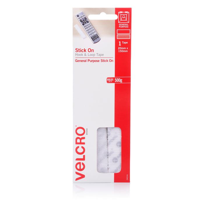 Velcro 20mm x 150mm White Hook & Loop Strips