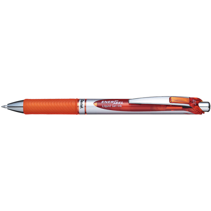 Pentel Energel Gel Roller Pen Retractable BL77 0.7mm Orange - Pack of 12