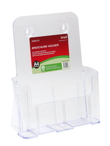 A4 Recycled Clear Free Standing / Wall Mountable Portrait Brochure Holder, Single Pocket