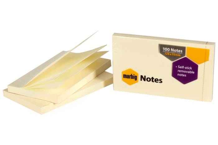 Marbig Sticky Notes 75 x 125mm x 12's Pack