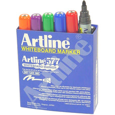 Artline 577 Whiteboard Marker 3mm Bullet Nib Assorted Colours x 12's pack