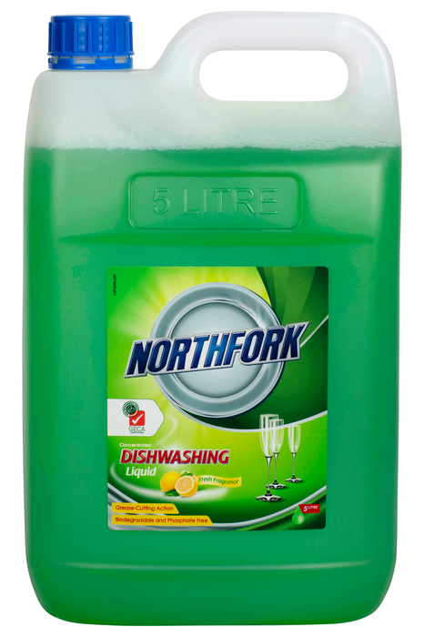 Northfork Dishwashing Fresh Lemon Scent Liquid 5 Litres x 3's pack