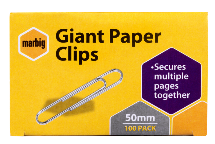 Marbig Paper Clips 50mm x 100's pack